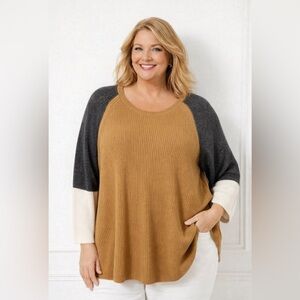 NWT Talbots wool blend color block pullover sweater size 3XP